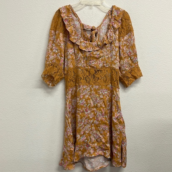 Free People Lucie Mini Dress in Antique Gold - Picture 3 of 16
